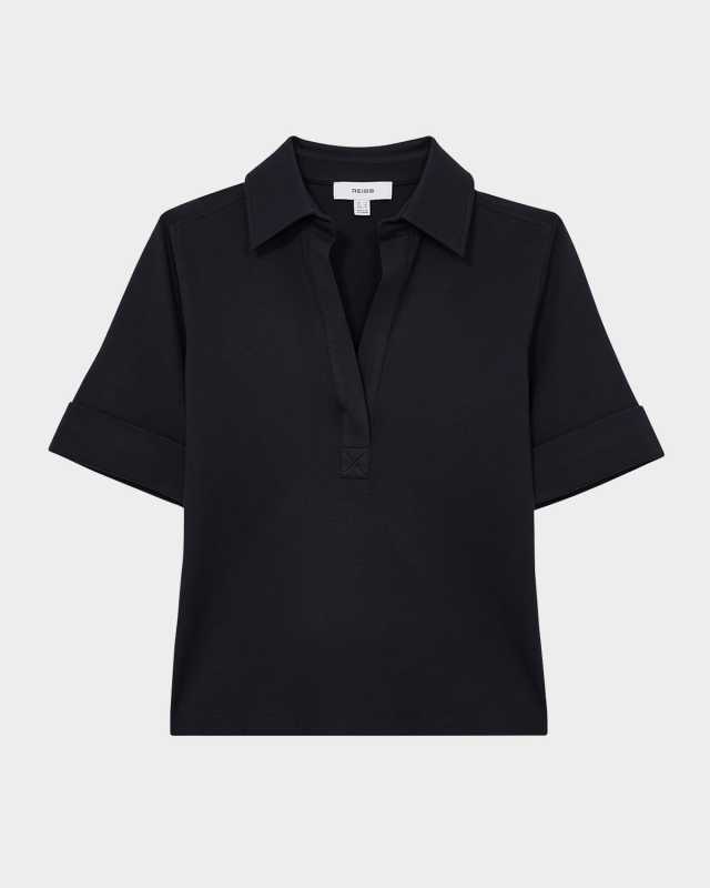 Astrid Open-Collar Polo Shirt